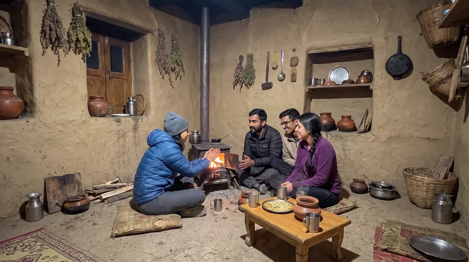 Spiti Valley: Evening in the homestay kitchen